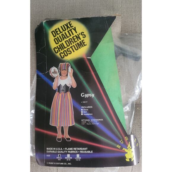 Vintage 80s Rubie’s Gypsy Costume Kids Small Made in USA #10517 Complete Set - Picture 4 of 4